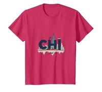 Orgullo Urbano de Chi Town Skyline para los Amantes de la Ciudad Camiseta, Niños, Rojo Jaspeado, 6 años