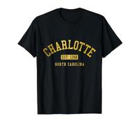 Orgullo Vintage de Charlotte, Carolina del Norte Camiseta gráfica económica, Hombre, Negro, L