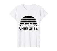Orgullo Vintage de Charlotte, Carolina del Norte Camiseta gráfica económica, Mujer, Blanco, XL