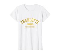 Orgullo Vintage de Charlotte, Carolina del Norte Camiseta gráfica económica, Mujer, Blanco, XS
