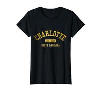 Orgullo Vintage de Charlotte, Carolina del Norte Camiseta gráfica económica, Mujer, Negro, M