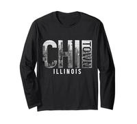 Orgullo Vintage de Chicago Illinois Chi Skyline City Manga Larga