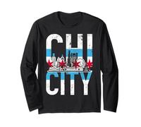 Orgullo Vintage de Chicago Illinois Chi Skyline City Manga Larga