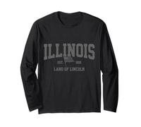 Orgullo Vintage de Illinois Land of Lincoln Manga Larga