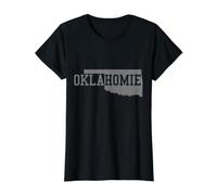 Orgullo Vintage Divertido del Mapa del Estado de Oklahoma Camiseta gráfica económica, Mujer, Negro, M