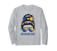Orgullosa Bosnian Girl Bosnia Herzegovina Bandera Mi Partido Día del Juego Manga Larga