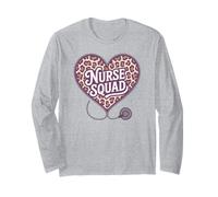 Orgullosa Enfermera Escuadrón San Valentín Corazón Enfermería Vida Escuela ER RN Manga Larga