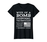 Orgullosa Esposa De Un Técnico De Eliminación De Bombas Escuadrón De Bombas Marido Camiseta gráfica económica, Mujer, Negro, XL