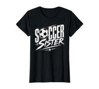 Orgullosa fanática del Soccer Sister Game Day Camiseta gráfica económica, Mujer, Negro, S