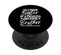 Orgullosa Hermana De Un Freaking Impresionante Hermano Divertidos Hermanos PopSockets PopGrip Adhesivo