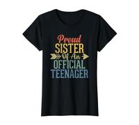 Orgullosa Hermana del cumpleaños Oficial de una Adolescente Que Cumple 13 años Camiseta gráfica económica, Mujer, Negro, S