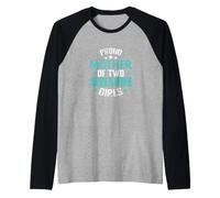 Orgullosa Madre de Dos Chicas increíbles Camiseta Manga Raglan