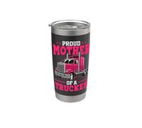 Orgullosa madre de un camionero - Big Rig Truck Driver Mom Vaso térmico de acero inoxidable de doble pared