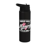 Orgullosa nueva mami, es una chica, mamá para ser, madre por primera vez Stainless Steel Insulated Water Bottle