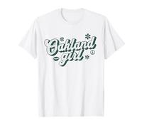 Orgullosa Oakland Girl Retro Groovy City Camiseta