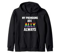 Orgulloso Aliado Recto Mi Pronombres Aliado Lejos Sudadera con Capucha