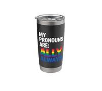 Orgulloso Aliado Recto Mi Pronombres Aliado Lejos Vaso térmico de acero inoxidable de doble pared