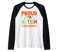 Orgulloso Autismo Abuelo papá Papanicolaou Hombre Autista Hombres Pop Padre Hijo Camiseta Manga Raglan