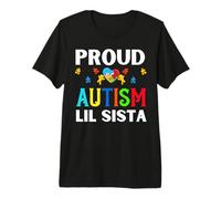 Orgulloso Autismo Lil Sista Hermanas Autistas Mujeres Niñas Camiseta Premium