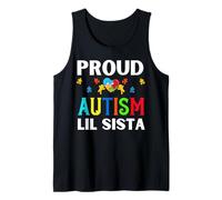 Orgulloso Autismo Lil Sista Hermanas Autistas Mujeres Niñas Camiseta sin Mangas