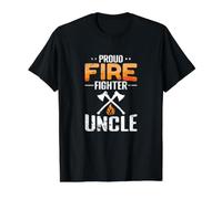 Orgulloso Bombero tío hachas Llama Camiseta gráfica económica, Hombre, Negro, S