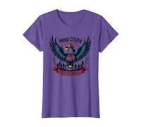 Orgulloso Ciudadano del hogar de los Valientes Camiseta, Mujer, Morado Jaspeado, S