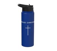 Orgulloso Cristiano - Minimalista Cruz Cristiana Religi Stainless Steel Insulated Water Bottle