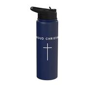 Orgulloso Cristiano - Minimalista Cruz Cristiana Religi Stainless Steel Insulated Water Bottle