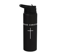 Orgulloso Cristiano - Minimalista Cruz Cristiana Religi Stainless Steel Insulated Water Bottle