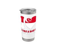 Orgulloso de ser Singapurense I Love Singapore bandera corazón gráfico Vaso térmico de acero inoxidable de doble pared