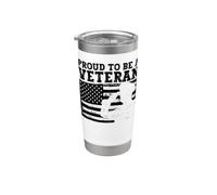 Orgulloso de ser un veterano divertido bandera de Estados Unidos Día de los Veteranos patriótico Vaso térmico de acero inoxidable de doble pared
