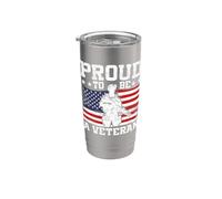 Orgulloso de ser un veterano divertido bandera de Estados Unidos Día de los Veteranos patriótico Vaso térmico de acero inoxidable de doble pared