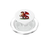 Orgulloso dragón Rojo sosteniendo una Pelota de Rugby PopSockets PopGrip para MagSafe