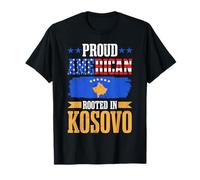 Orgulloso Estadounidense arraigado en Kosovo Bandera Orgullo Kosovar Camiseta