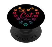 Orgulloso Gato mamá corazón Huellas Arco Iris estética Lindo PopSockets PopGrip Adhesivo