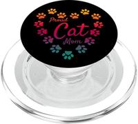 Orgulloso Gato mamá corazón Huellas Arco Iris estética Lindo PopSockets PopGrip para MagSafe