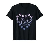 Orgulloso Gato señora corazón Huellas Pastel Violeta púrpura Camiseta gráfica económica, Hombre, Negro, XL