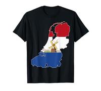 Orgulloso Holandés Mamá Papá Países Bajos Mapa Bandera Molino De Viento Y Tul Camiseta