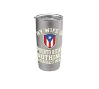 Orgulloso Marido Mi Esposa Es Puertorriqueña Nada Me Asusta Vaso térmico de acero inoxidable de doble pared