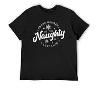 Orgulloso miembro de Naught List Club, camisetas gráficas de Navidad para hombre, vintage, suave, de algodón hilado en anillo, camisetas novedosas, estilo casual, Black-proud Member Of, Naught List