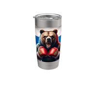 Orgulloso oso ruso Boxer Rusia KIckboxer Boxeo Kickboxing Vaso térmico de acero inoxidable de doble pared