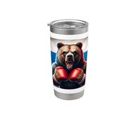 Orgulloso oso ruso Boxer Rusia KIckboxer Boxeo Kickboxing Vaso térmico de acero inoxidable de doble pared