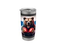 Orgulloso oso ruso Boxer Rusia KIckboxer Boxeo Kickboxing Vaso térmico de acero inoxidable de doble pared