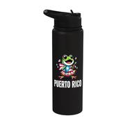 Orgulloso puertorriqueño con rana coqui musical Stainless Steel Insulated Water Bottle