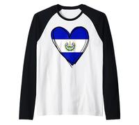 Orgulloso salvadoreño niño niña mamá Hello El Salvador Bandera corazón Camiseta Manga Raglan