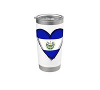 Orgulloso salvadoreño niño niña mamá Hello El Salvador bandera corazón Vaso térmico de acero inoxidable de doble pared