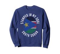 Orgulloso Sudán del Sur Heritage Fingerprint Art Patriotic Hearts Sudadera