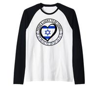 Orgulloso y Lucky To Be Israeli I Love Israel Bandera Corazón Impresión Camiseta Manga Raglan