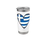 Orgullosos patriotas griegos Grecia bandera del día nacional gráfico de corazón Vaso térmico de acero inoxidable de doble pared
