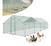 ORHEYA Gallinero de metal para gallineros con techo de protección solar, cercado al aire libre, pajarera, gallinas, gallinas, gallinas, cercado para animales pequeños (3 x 8 x 2 m)